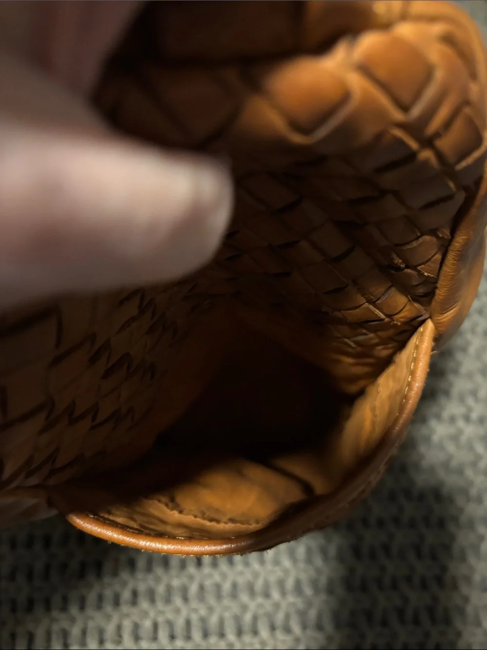 Vilenca Holland cognac brown woven leather backpack